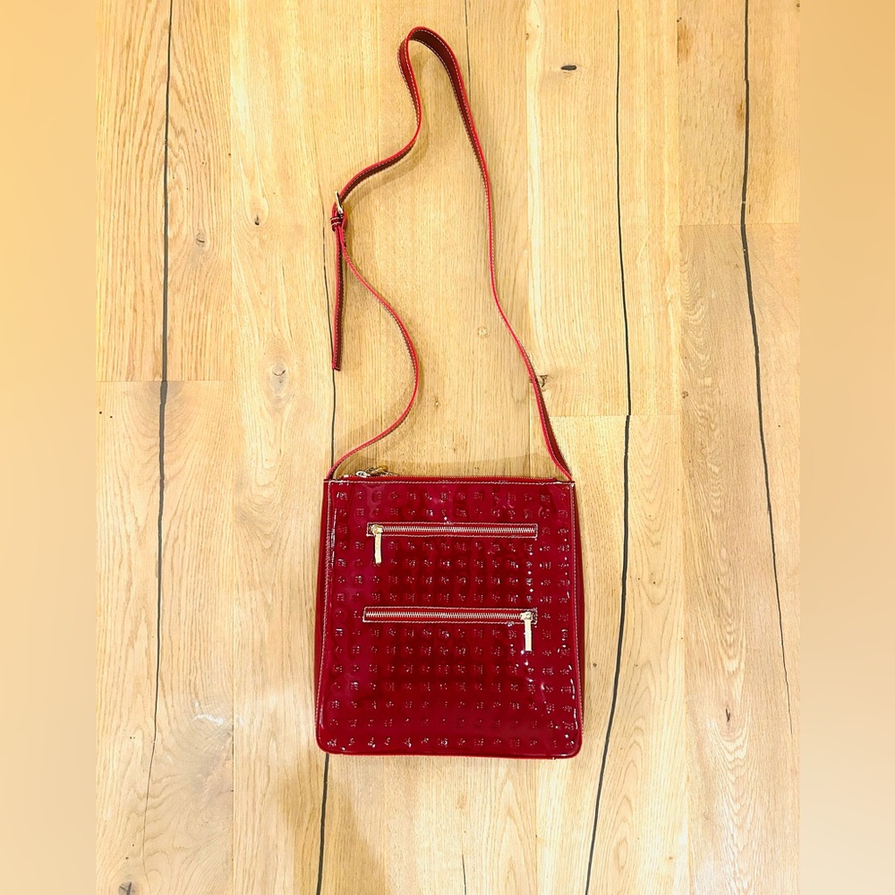 🇮🇹 MINT CONDITION ARCADIA BAG! 🇮🇹 GORGEOUS RED PATENT EMBOSSED BAG - Picture 5 of 11